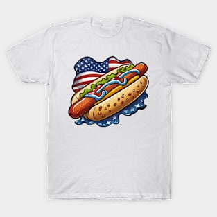 American Flag Hot Dog T-Shirt